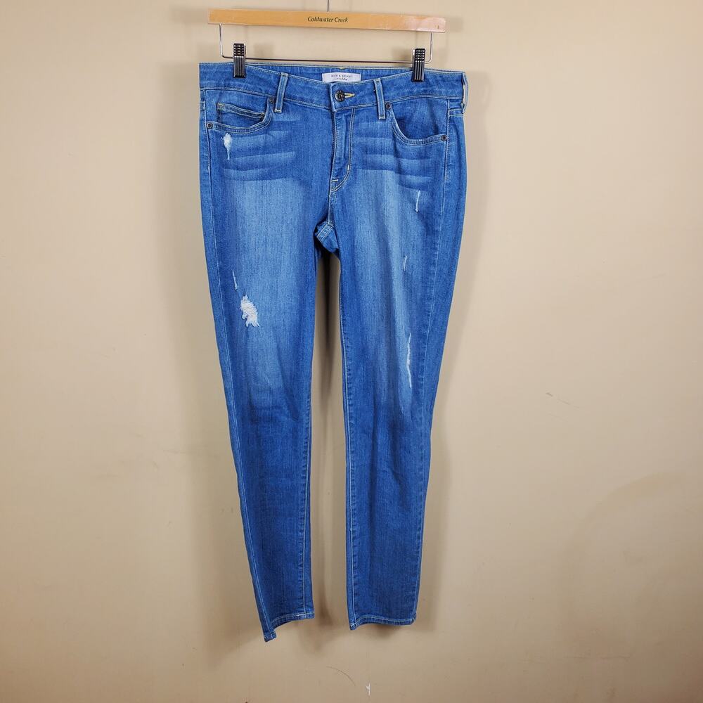 Rich & Skinny Light Wash Mid-Rise Distressed Skinny Jean Size 27